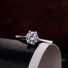 Women Charm Noble Simulated Diamond Wedding Rings Luxury Crystal Finger Rings Silver Gold color EF8