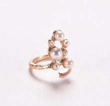 Women Knuckle Rings 4pc Blue Crystal Black Cat Created Pearls Zircon Nail Rings EF8