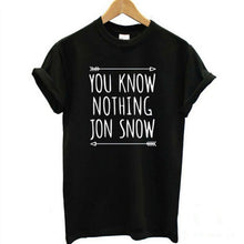 Women T shirt YOU KNOW NOTHING JON SNOW Letters Print Funny Cotton Shirt For Lady Top Tee Hipster White Black EF8