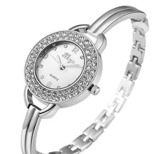 Famous Watch Women Luxury Crystals Watch Silver Diamond Rhinestone Bangle Watch Bracelet Set 409S EF8