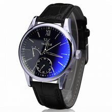 Mens watches Top Luxury Fashion Faux Leather Mens Business ClockBlue Ray Glass Quartz Analog Watches EF8