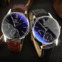 Mens watches Top Luxury Fashion Faux Leather Mens Business ClockBlue Ray Glass Quartz Analog Watches EF8