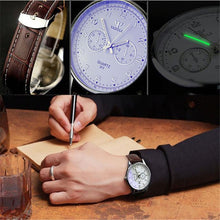 Luxury Famous men watch Mens Waterproof Noctilucent Leather Blue Ray Glass Quartz Analog Watches Relogio Masculino EF8