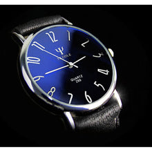 relogio masculino Leather Belt Band Analog Men's Quartz Watch Fashion Blue Ray Glass Casual Business Sports Mens Watches EF8
