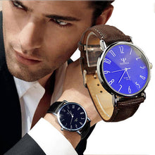 relogio masculino Leather Belt Band Analog Men's Quartz Watch Fashion Blue Ray Glass Casual Business Sports Mens Watches EF8