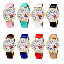 8 Colors Santa ClauWomen Ladies Luxury Diamond Leather Quartz Wrist Dress Watch Montre femme Clock Gift EF8