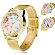Fashion Cute Santa Snowman Women Rhinestones Quartz Steel Mesh Belt Wrist Watch Gold Plated Diamond Watches Gift EF8