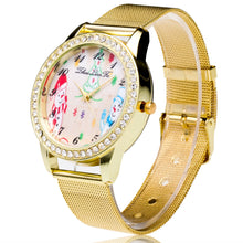 Fashion Cute Santa Snowman Women Rhinestones Quartz Steel Mesh Belt Wrist Watch Gold Plated Diamond Watches Gift EF8