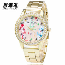 Fashion Cute Santa Snowman Women Rhinestones Quartz Steel Strip Wristwatch Gold Diamond Watches Gift EF8