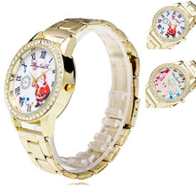 Fashion Cute Santa Snowman Women Rhinestones Quartz Steel Strip Wristwatch Gold Diamond Watches Gift EF8