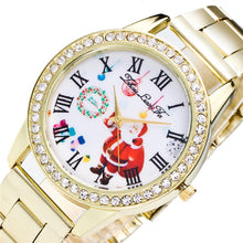 Fashion Cute Santa Snowman Women Rhinestones Quartz Steel Strip Wristwatch Gold Diamond Watches Gift EF8
