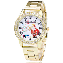 Fashion Cute Santa Snowman Women Rhinestones Quartz Steel Strip Wristwatch Gold Diamond Watches Gift EF8
