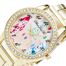 Fashion Cute Santa Snowman Women Rhinestones Quartz Steel Strip Wristwatch Gold Diamond Watches Gift EF8