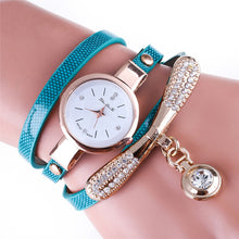 Fashion Girls Ladies Women's Watches Faux Leather Rhinestone Analog Bracelet Quartz Wrist Watches relogio feminino EF8