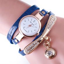 Fashion Girls Ladies Women's Watches Faux Leather Rhinestone Analog Bracelet Quartz Wrist Watches relogio feminino EF8