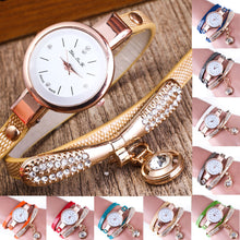 Fashion Girls Ladies Women's Watches Faux Leather Rhinestone Analog Bracelet Quartz Wrist Watches relogio feminino EF8