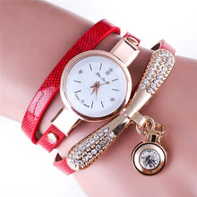 Fashion Girls Ladies Women's Watches Faux Leather Rhinestone Analog Bracelet Quartz Wrist Watches relogio feminino EF8