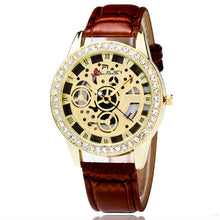 Fashion Luxury Women Analog Automatic Watch Leather Band Rhinestone Mechanical Wristwatches Clock Gift EF8