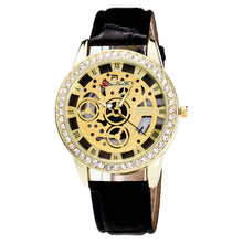 Fashion Luxury Women Analog Automatic Watch Leather Band Rhinestone Mechanical Wristwatches Clock Gift EF8