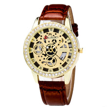 Fashion Luxury Women Analog Automatic Watch Leather Band Rhinestone Mechanical Wristwatches Clock Gift EF8