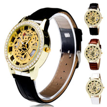 Fashion Luxury Women Analog Automatic Watch Leather Band Rhinestone Mechanical Wristwatches Clock Gift EF8