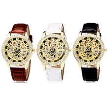 Fashion Luxury Women Analog Automatic Watch Leather Band Rhinestone Mechanical Wristwatches Clock Gift EF8
