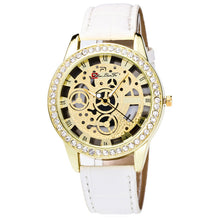 Fashion Luxury Women Analog Automatic Watch Leather Band Rhinestone Mechanical Wristwatches Clock Gift EF8