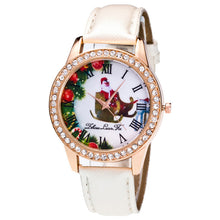 Fashion Women Men Santa Claus Analog Quartz Watch Leather Band Rhinestone Wrist Watch s HoursGift EF8