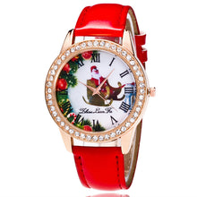 Fashion Women Men Santa Claus Analog Quartz Watch Leather Band Rhinestone Wrist Watch s HoursGift EF8