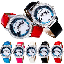 Fashion Women MenElk Analog Quartz Watch Leather Band Rhinestone Wrist Watch s HoursGift EF8