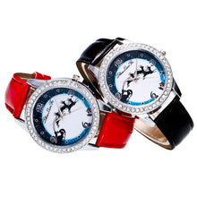 Fashion Women MenElk Analog Quartz Watch Leather Band Rhinestone Wrist Watch s HoursGift EF8