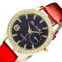 Luxury Candy ColorAndLeather Strap Diamond Watch Business Wristwatch watch ladies Relogio Masculino EF8
