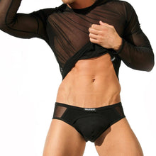 clubwear long sleeve mesh Men T-shirt stretchy sheer Man see through tops EF8