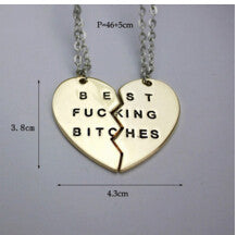 for Women Chic Best Bitches Best Friend Forever 2 Piece Break Heart Pendant Necklace Good Gifts EF8