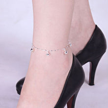 for Women Ankle Bracelet Chain Crystal Foot Jewelry Charm Silver Plated Chain Bell Anklets EF8