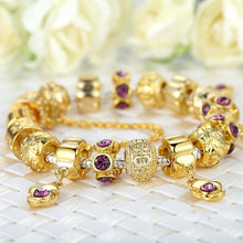 for Women DIY Crystal Beads Fit Original Bracelets Pulseira Jewelry Gift 3 Size Gold Rose Flower Key Charm bracelet EF8