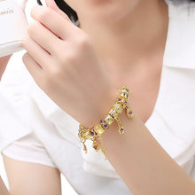 for Women DIY Crystal Beads Fit Original Bracelets Pulseira Jewelry Gift 3 Size Gold Rose Flower Key Charm bracelet EF8