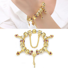 for Women DIY Crystal Beads Fit Original Bracelets Pulseira Jewelry Gift 3 Size Gold Rose Flower Key Charm bracelet EF8
