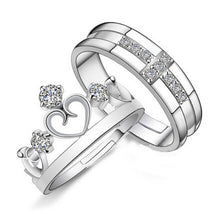 for Women Men =2pcs Sterling Silver Ring Jewelry Engagement Love Crown Cross Zircon Wedding Lovers Couple Rings EF8