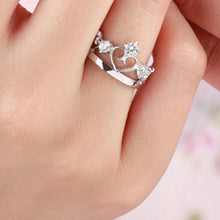 for Women Men =2pcs Sterling Silver Ring Jewelry Engagement Love Crown Cross Zircon Wedding Lovers Couple Rings EF8