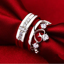 for Women Men =2pcs Sterling Silver Ring Jewelry Engagement Love Crown Cross Zircon Wedding Lovers Couple Rings EF8