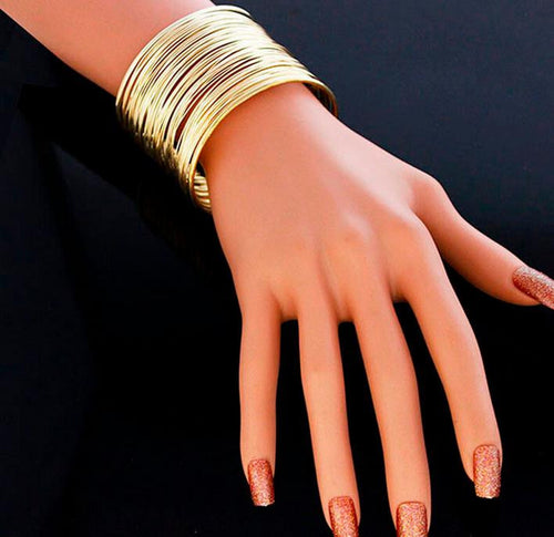 gold silver plated Statement Bracelet zinc alloy wire opening cuff bracelets   bangle for women glittering wrap bracelet EF8
