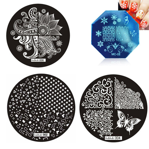 hehe Stamping Plates Cute Pattern DIY Image Stamp Stamping Plates Manicure Template Nail Art Plate EF8