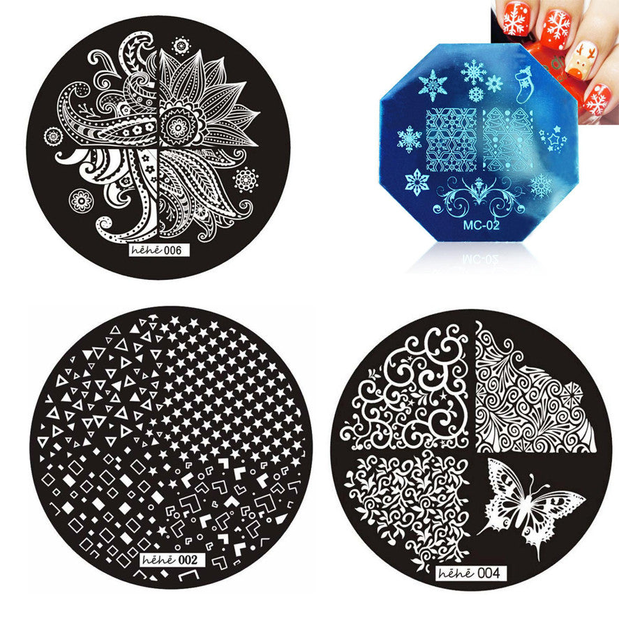 hehe Stamping Plates Cute Pattern DIY Image Stamp Stamping Plates Manicure Template Nail Art Plate EF8