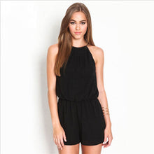 Playsuit Rompers Womens Clothing Overalls Sexy Casual Black Sleeveless Halter Keyhole Back Jumpsuit EF8