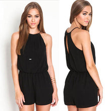 Playsuit Rompers Womens Clothing Overalls Sexy Casual Black Sleeveless Halter Keyhole Back Jumpsuit EF8