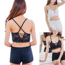 Fashion Womens Tank top Sexy lace tops Cross Strap Padded Wrapped ChTank Crop Top Black Whit Vest EF8