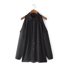 long sleeve off shoulder women shirt sexy chiffon tops turn down collar blouse EF8