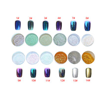 1 Set 12 Colors Nail Art Shinning Mirror Glitter Powder Chrome Pigment Black UV Gel Top Base Coat Makeup Tools for Girls EF8