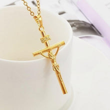 men Jesus cross necklace alloy man jewelry 18K gold plated EF8